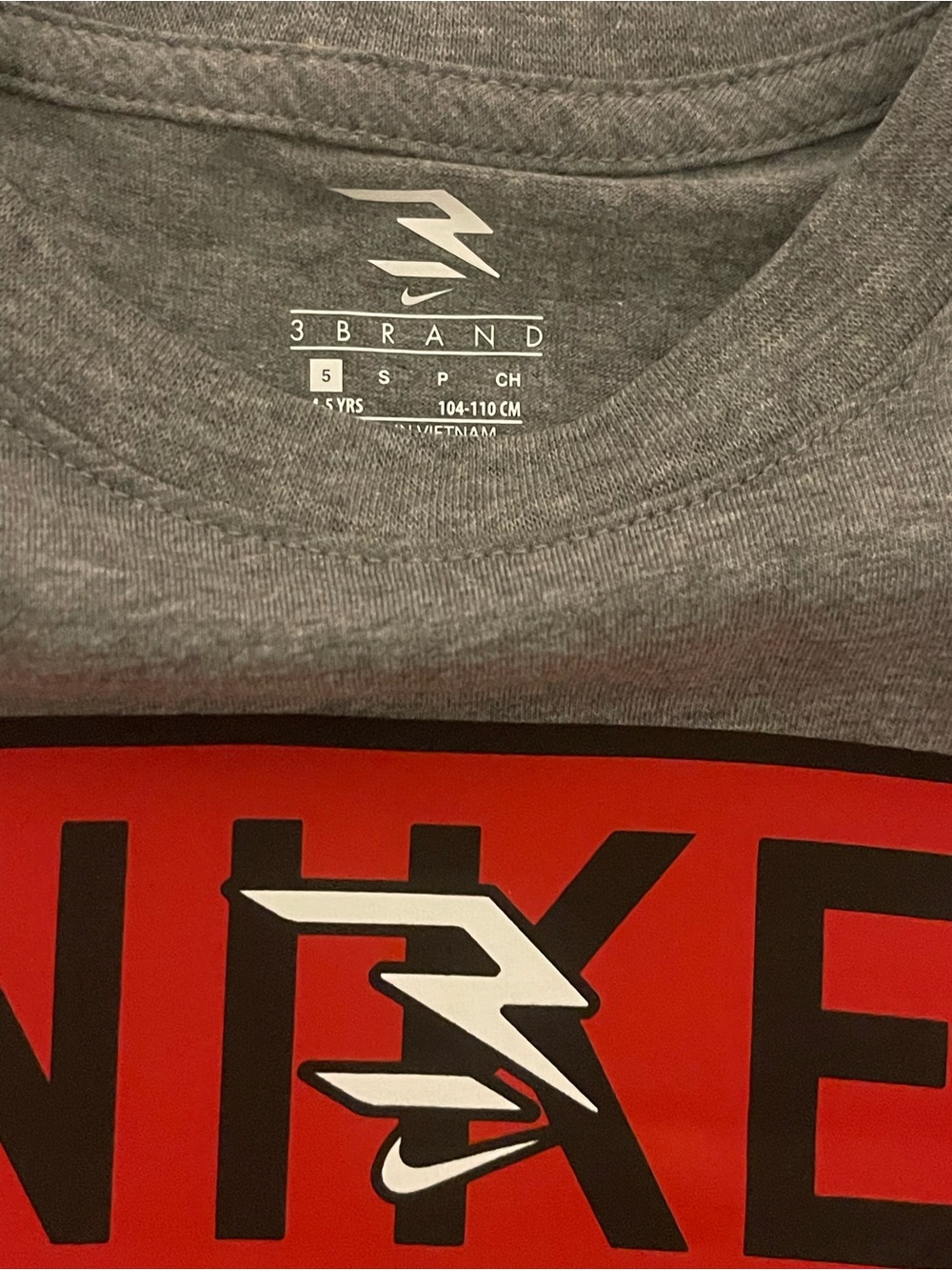 Nike Gray Tee with Red Logo and Black Shorts Kids Matching Set - Picture 2 of 3